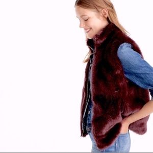 J.Crew burgundy faux fur vest